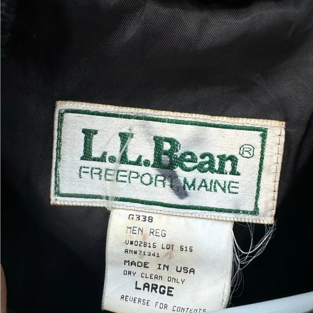 Vtg L.L. Bean 100% Wool Bomber Jacket Spruce Green Full Zip Lined USA Large